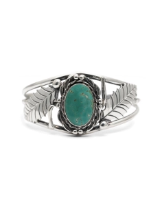 Bracelet Années 70 en argent serti d'une turquoise