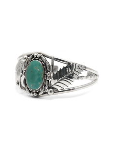 Bracelet Années 70 en argent serti d'une turquoise