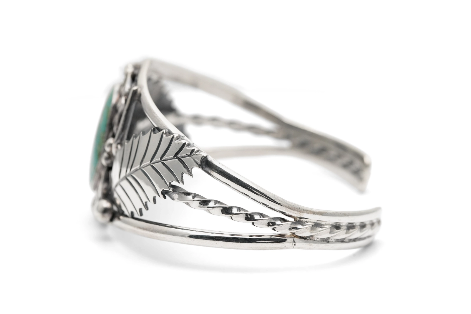 Bracelet Années 70 en argent serti d'une turquoise