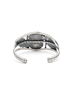 Bracelet Années 70 en argent serti d'une turquoise