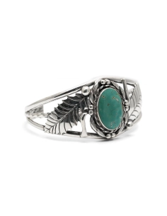 Bracelet Années 70 en argent serti d'une turquoise