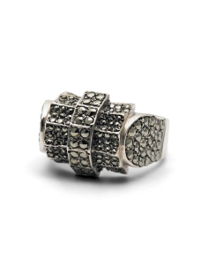 Bague Tank Art Déco en argent 835 sertie de marcassites