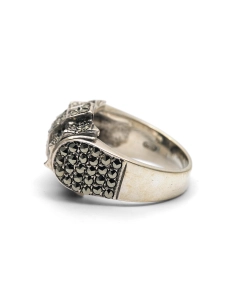Bague Tank Art Déco en argent 835 sertie de marcassites