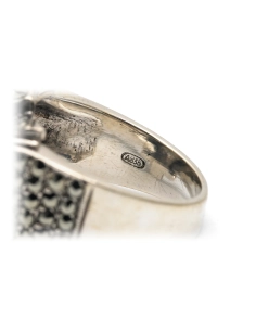 Bague Tank Art Déco en argent 835 sertie de marcassites