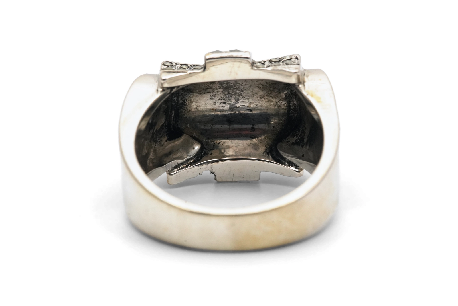 Bague Tank Art Déco en argent 835 sertie de marcassites