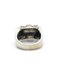 Bague Tank Art Déco en argent 835 sertie de marcassites