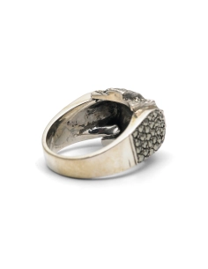 Bague Tank Art Déco en argent 835 sertie de marcassites
