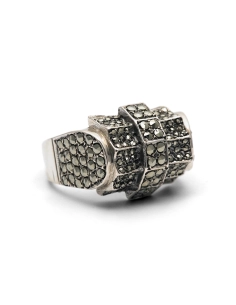 Bague Tank Art Déco en argent 835 sertie de marcassites