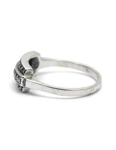 Bague Art Déco en argent sertie de marcassites