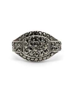 Bague Art Déco en argent 935 sertie de marcassites