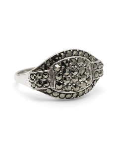 Bague Art Déco en argent 935 sertie de marcassites