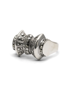 Bague Tank Art Déco en argent 835 sertie de marcassites