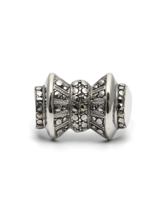 Bague Tank Art Déco en argent 835 sertie de marcassites