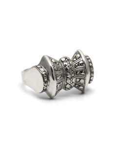Bague Tank Art Déco en argent 835 sertie de marcassites