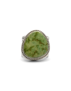 Bague Années 70 en argent 925 sertie d'une turquoise verte