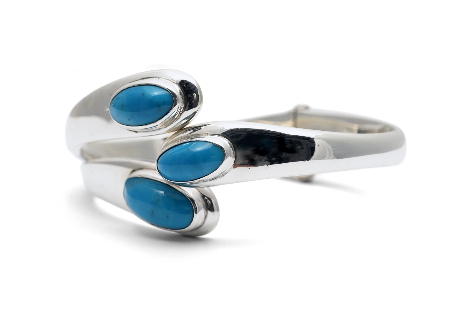 Bracelet contemporain en argent 925 serti de turquoises