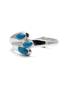 Bracelet contemporain en argent 925 serti de turquoises