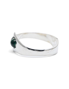 Bracelet Années 70 en argent 925 serti de malachites