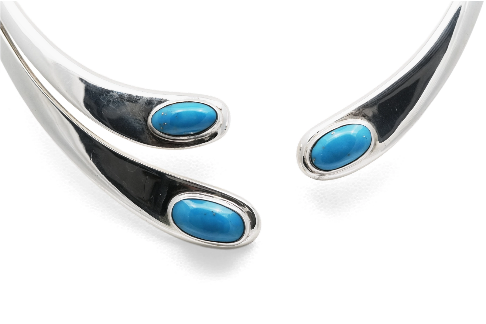 Collier contemporain en argent 925 serti de turquoises