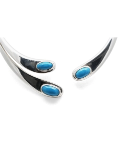 Collier contemporain en argent 925 serti de turquoises