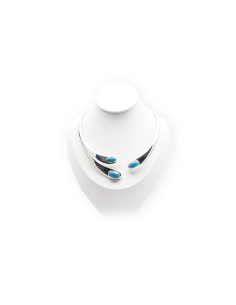 Collier contemporain en argent 925 serti de turquoises