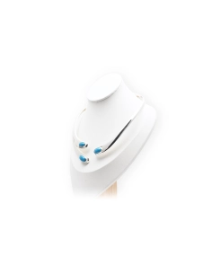 Collier contemporain en argent 925 serti de turquoises