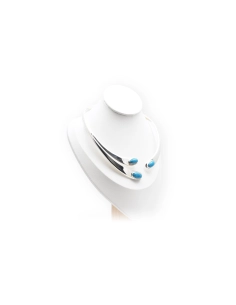 Collier contemporain en argent 925 serti de turquoises
