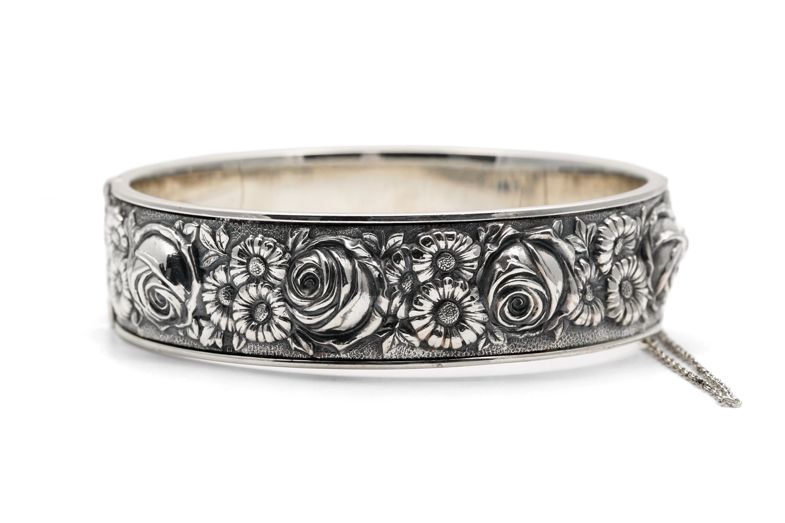 Bracelet Art Nouveau en argent 835 à motifs floraux
