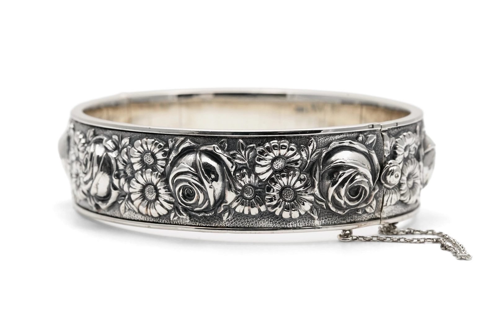 Bracelet Art Nouveau en argent 835 à motifs floraux