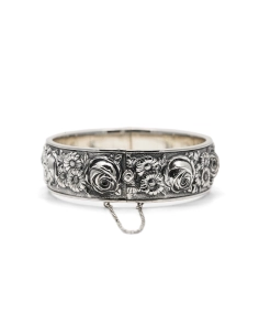 Bracelet Art Nouveau en argent 835 à motifs floraux