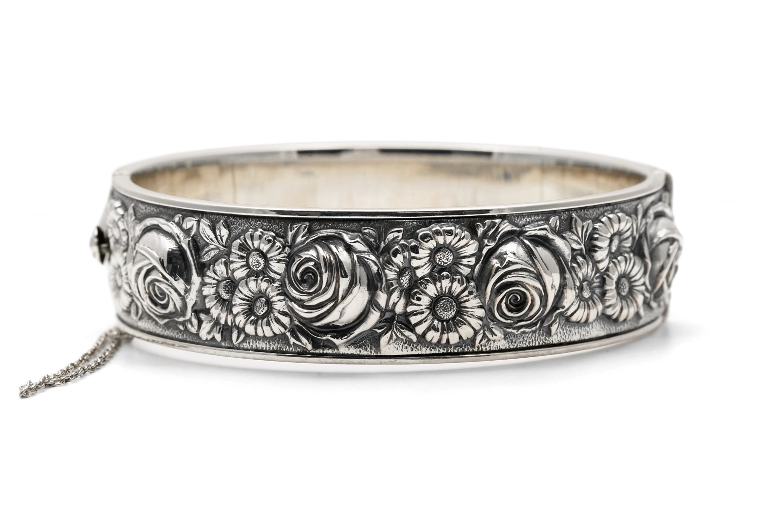 Bracelet Art Nouveau en argent 835 à motifs floraux