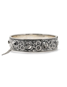 Bracelet Art Nouveau en argent 835 à motifs floraux