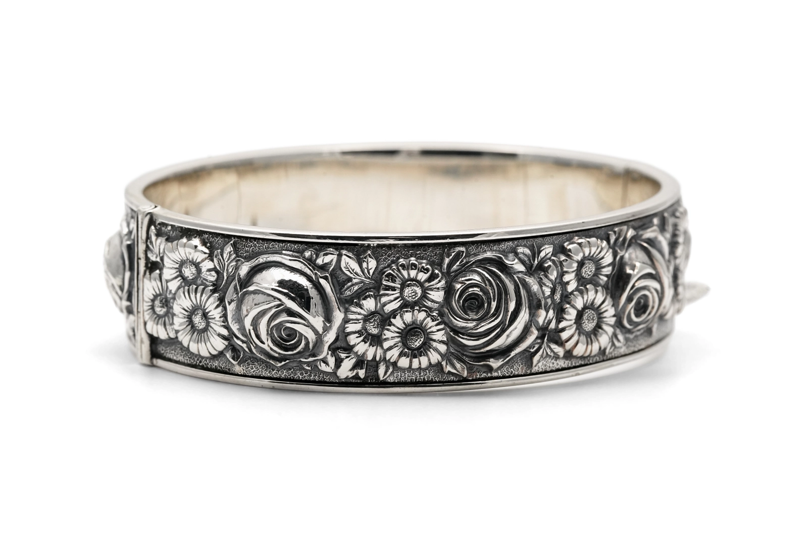 Bracelet Art Nouveau en argent 835 à motifs floraux