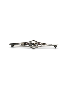 Broche Art Nouveau en argent sertie de strass