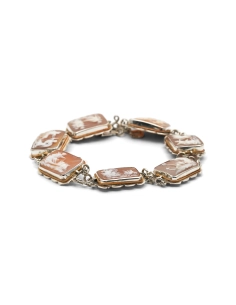 Bracelet Années 70 en argent 800 serti de camées