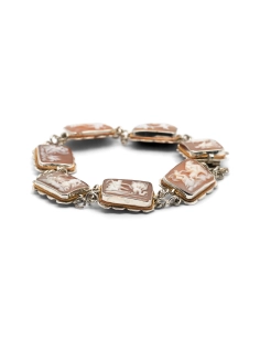 Bracelet Années 70 en argent 800 serti de camées