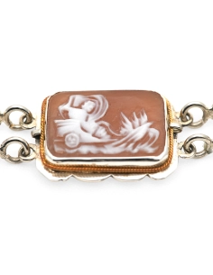 Bracelet Années 70 en argent 800 serti de camées