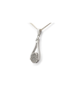 Pendentif contemporain en argent 925 serti de zirconiums
