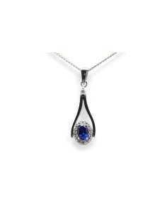 Pendentif contemporain en argent 925 serti de zirconiums