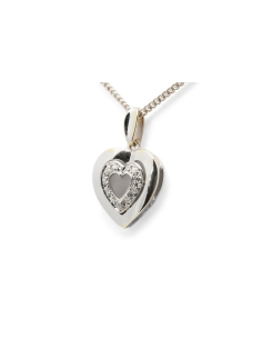 Pendentif cœur contemporain en or blanc 18 carats serti de diamants taille "brillant" (+- 0.12 ct)