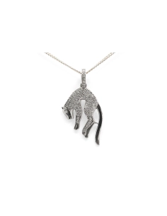 Pendentif Léopard contemporain en argent 925 serti de zirconiums