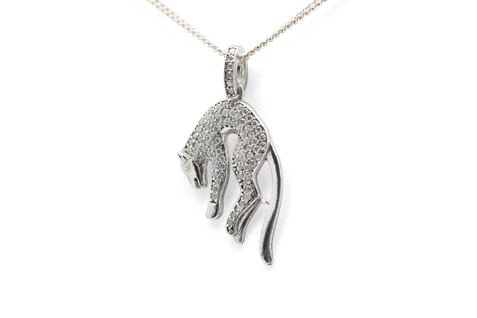 Pendentif Léopard contemporain en argent 925 serti de zirconiums