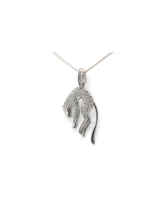Pendentif Léopard contemporain en argent 925 serti de zirconiums