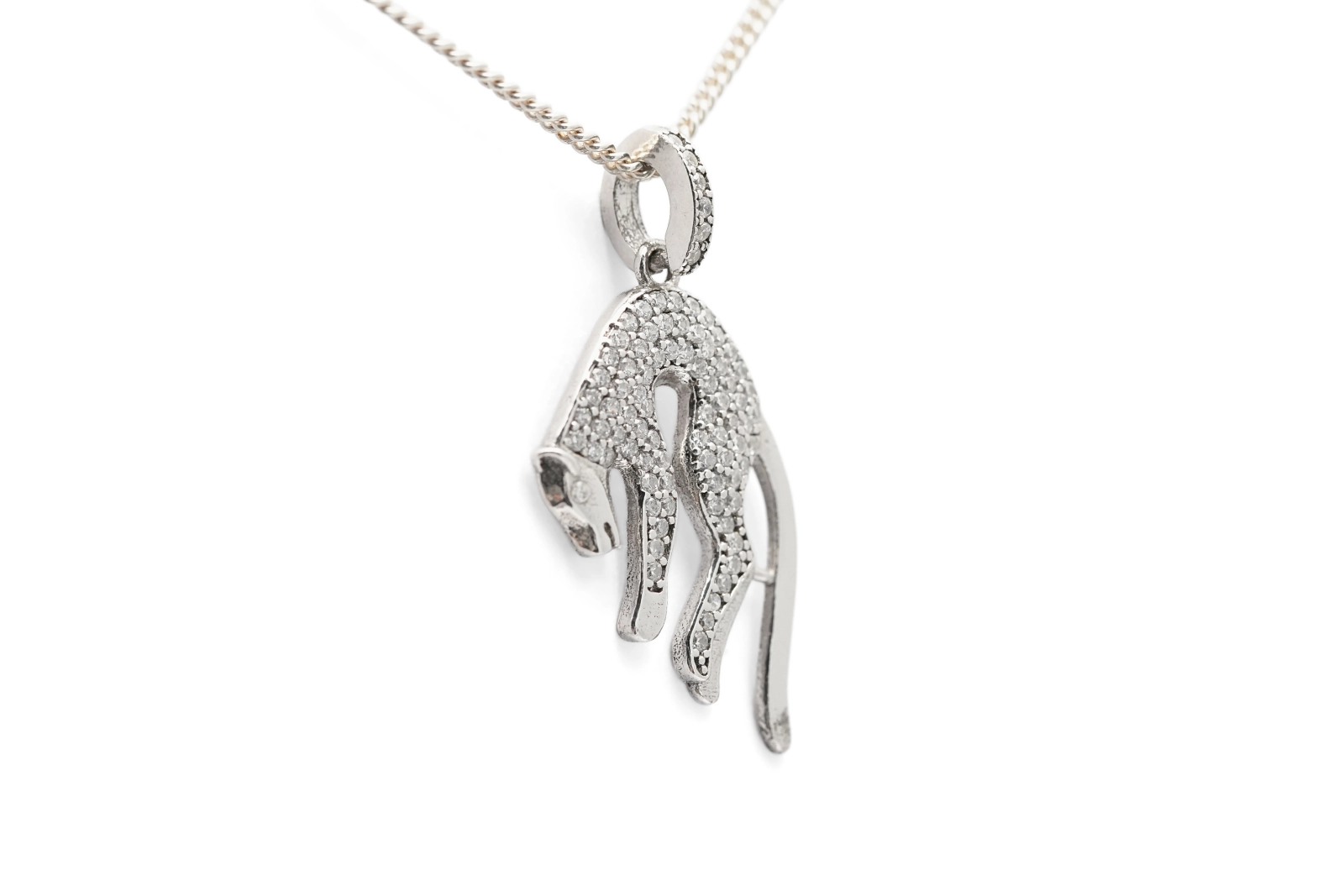 Pendentif Léopard contemporain en argent 925 serti de zirconiums