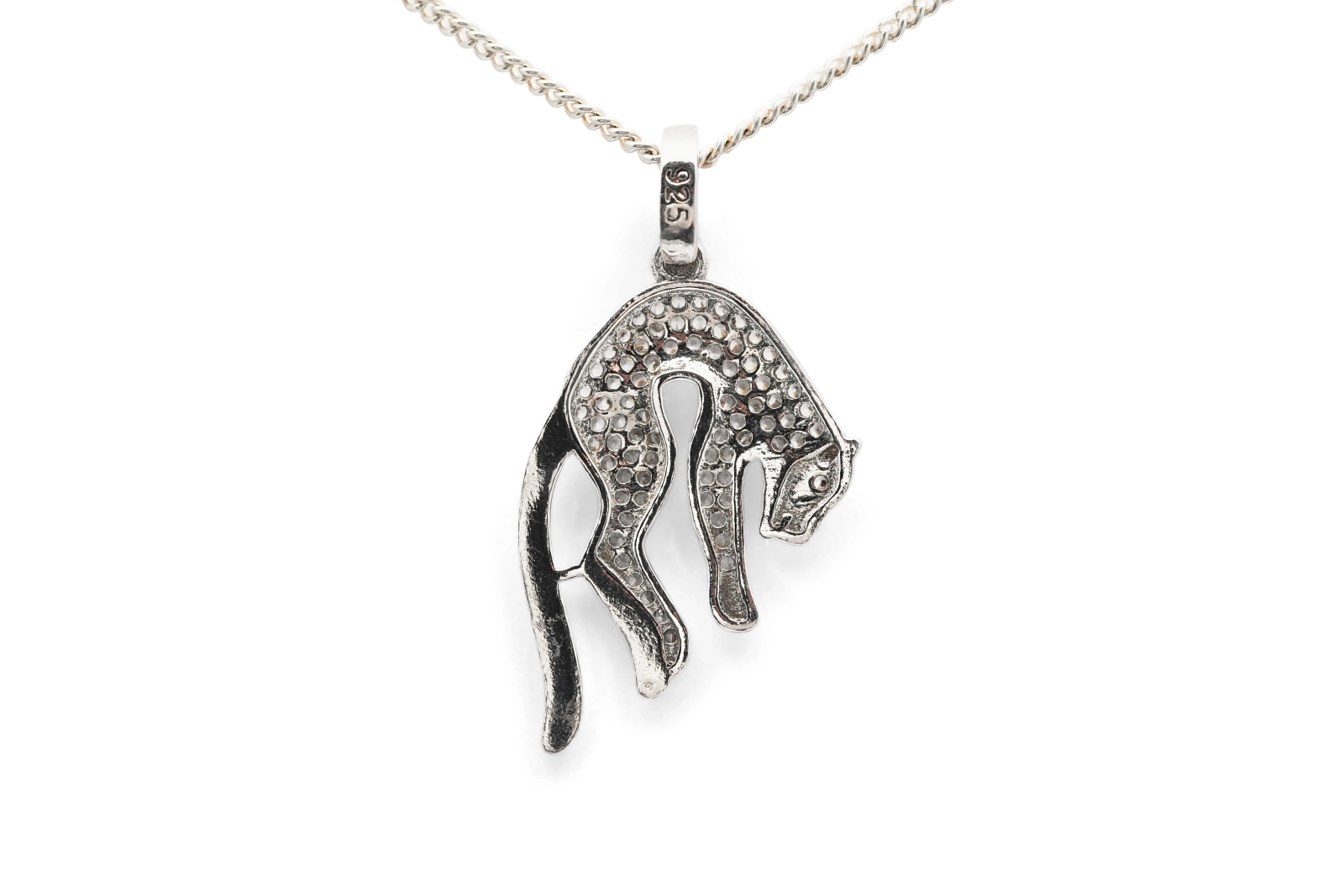 Pendentif Léopard contemporain en argent 925 serti de zirconiums