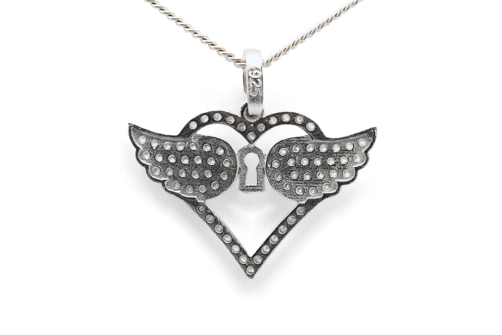 Pendentif contemporain en argent 925 serti de zirconiums