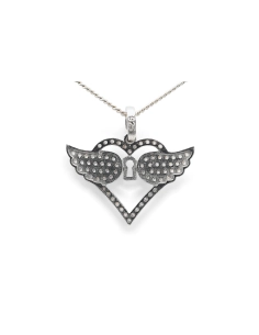Pendentif contemporain en argent 925 serti de zirconiums