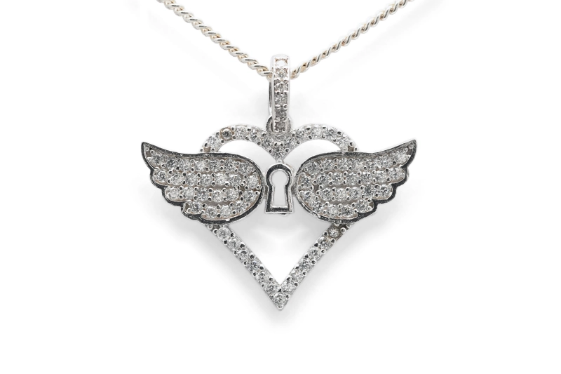 Pendentif contemporain en argent 925 serti de zirconiums