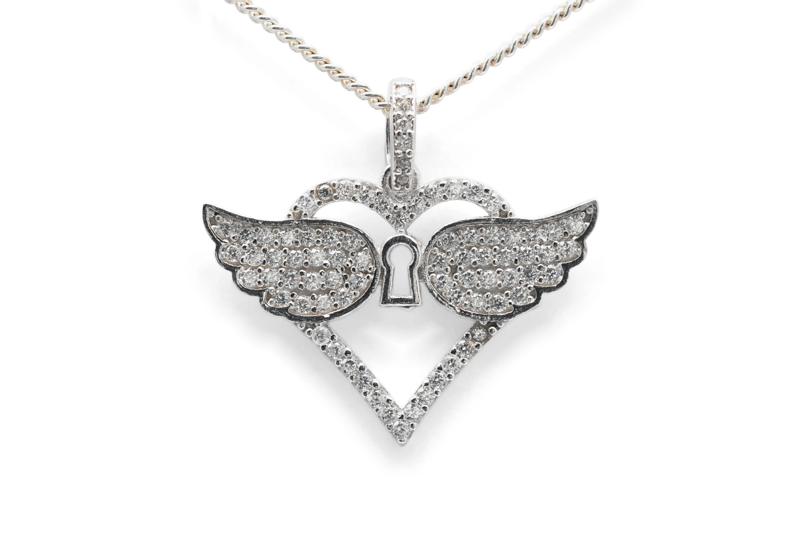 Pendentif contemporain en argent 925 serti de zirconiums