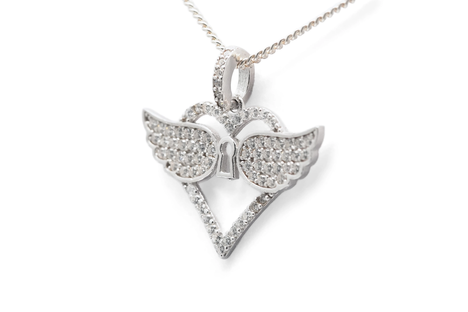 Pendentif contemporain en argent 925 serti de zirconiums